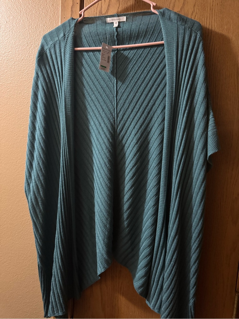 Maurices Teal Ribbed Open-Front Women’s Cardigan